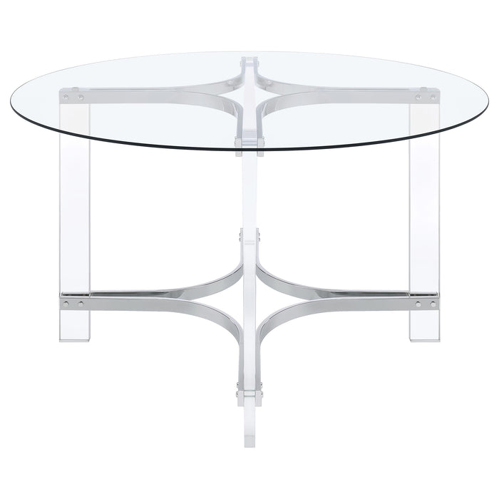 Keeling 5-piece Round Glass Top Acrylic Dining Set Chrome