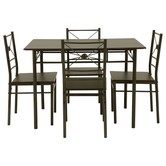 Anna 5-piece Rectangular Dining Table Set Dark Bronze