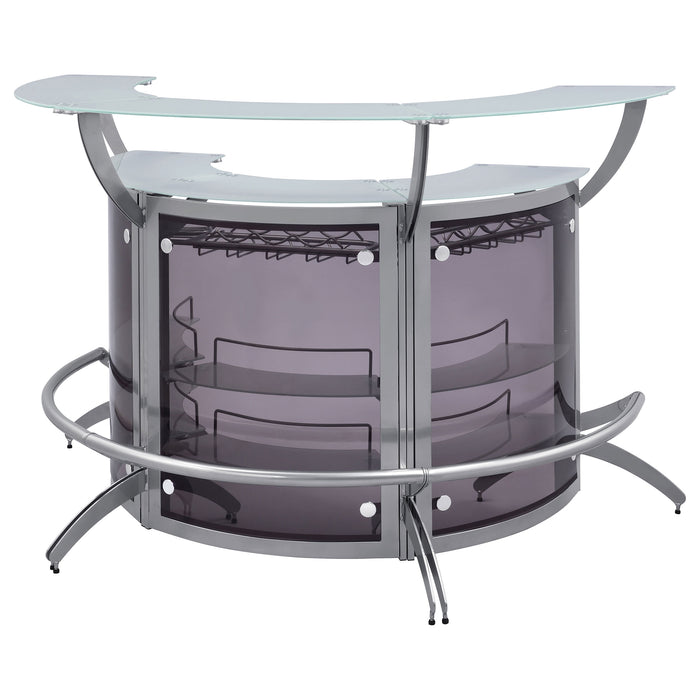 Dallas 3-piece Curved Freestanding Home Bar Cabinet Silver
