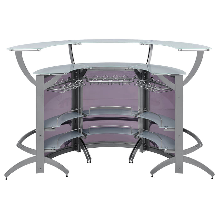 Dallas 3-piece Curved Freestanding Home Bar Cabinet Silver