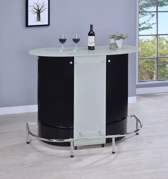 Lacewing Curved Glass Top Home Bar Wine Cabinet Black