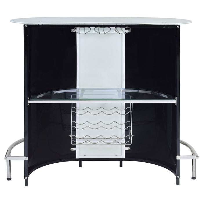 Lacewing Curved Glass Top Home Bar Wine Cabinet Black