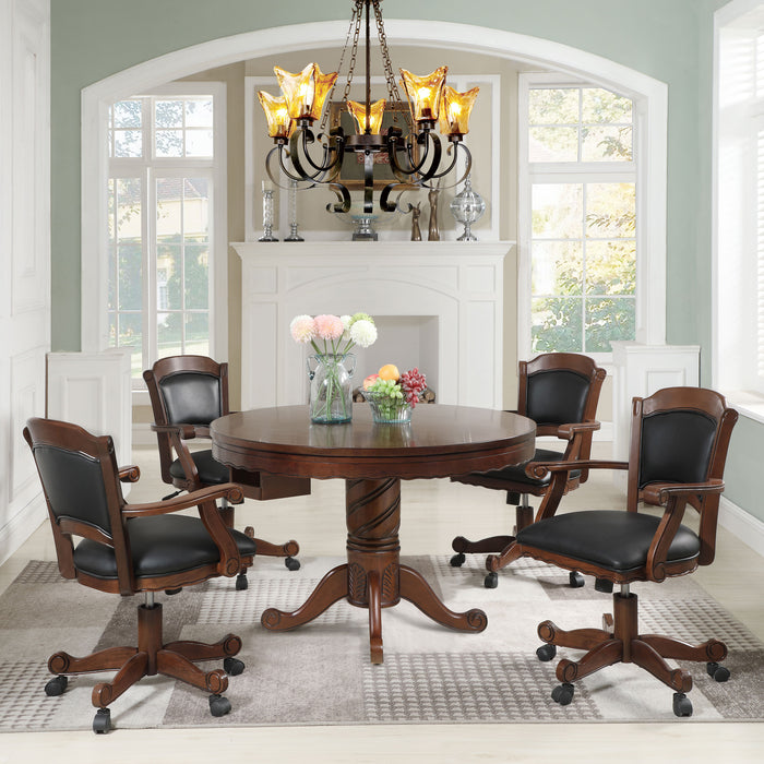 Turk 5-piece 3-in-1 Dining and Game Table Set Tobacco