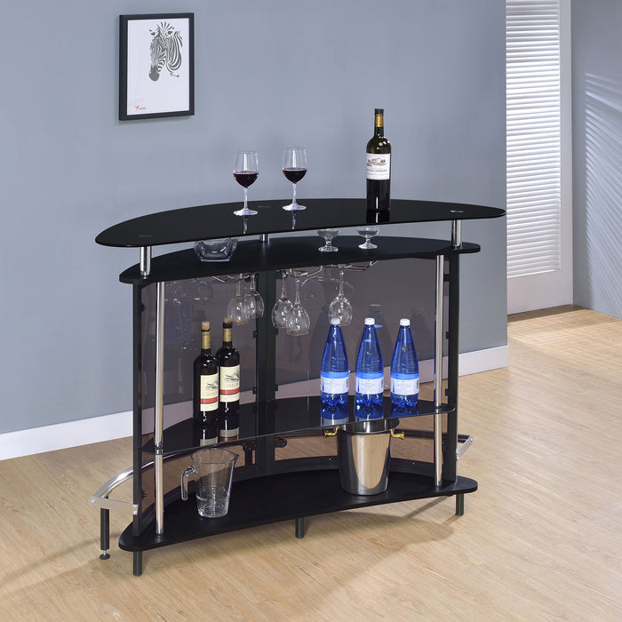 Amarillo Freestanding Glass Top Home Bar Wine Cabinet Black