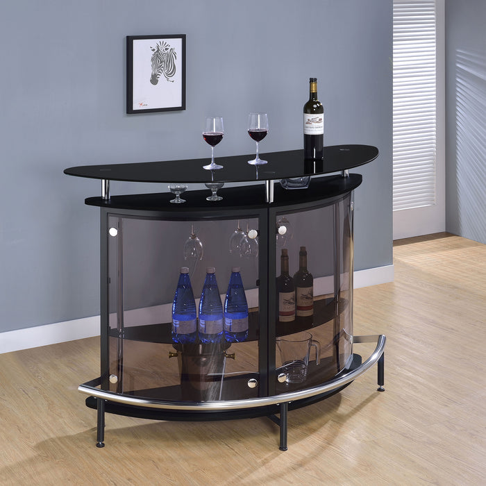 Amarillo Freestanding Glass Top Home Bar Wine Cabinet Black