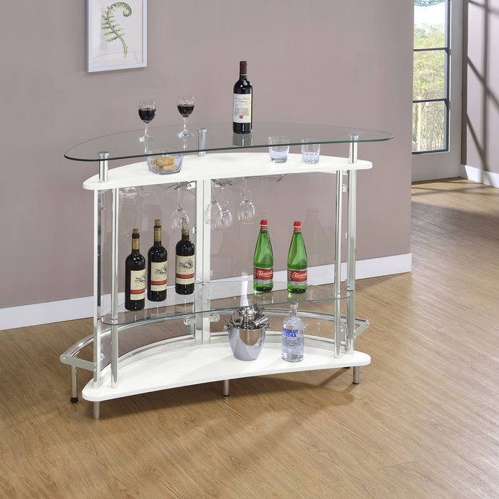 Amarillo Freestanding Glass Top Home Bar Wine Cabinet White