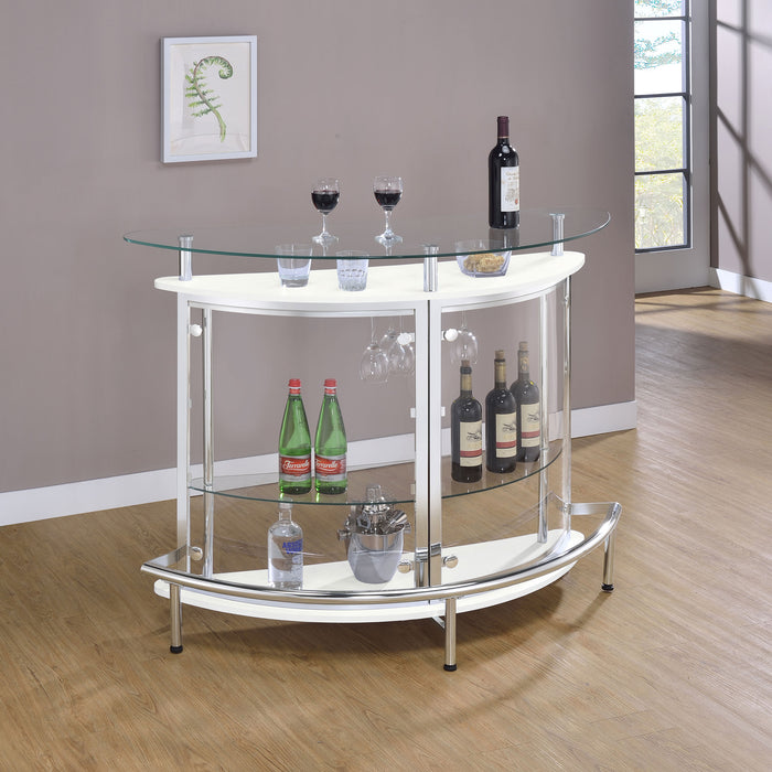 Amarillo Freestanding Glass Top Home Bar Wine Cabinet White