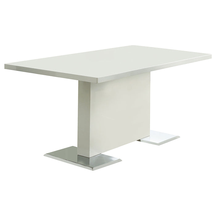 Anges Rectangular 63-inch Dining Table White High Gloss