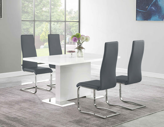 Anges 5-piece Dining Table Set White High Gloss and Grey