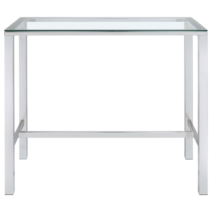 Tolbert Rectangular 47-inch Glass Top Pub Bar Table Chrome