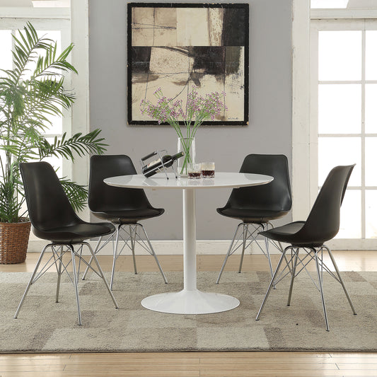 Lowry 5-piece Round Dining Table Set White and Black