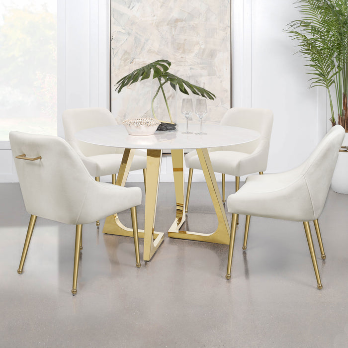 Mayette Upholstered Dining Side Chair Ivory (Set of 2)