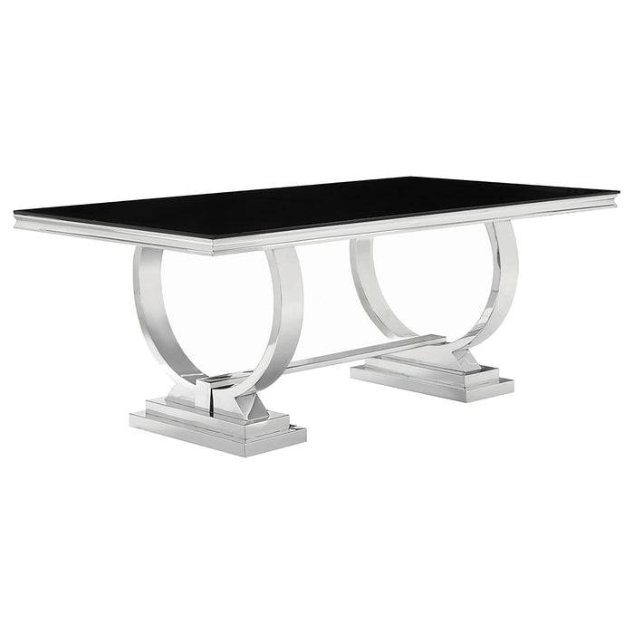 Antoine Rectangular 95-inch Glass Top Dining Table Black