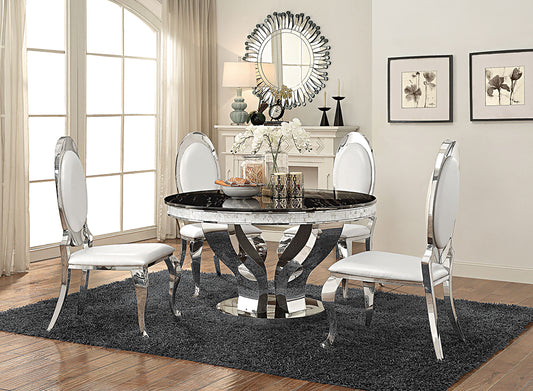 Anchorage 5-piece Round Stainless Steel Dining Set Chrome