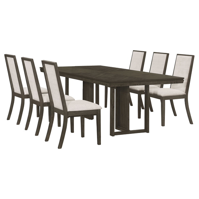Kelly 7-piece Rectangular Dining Table Set Dark Grey