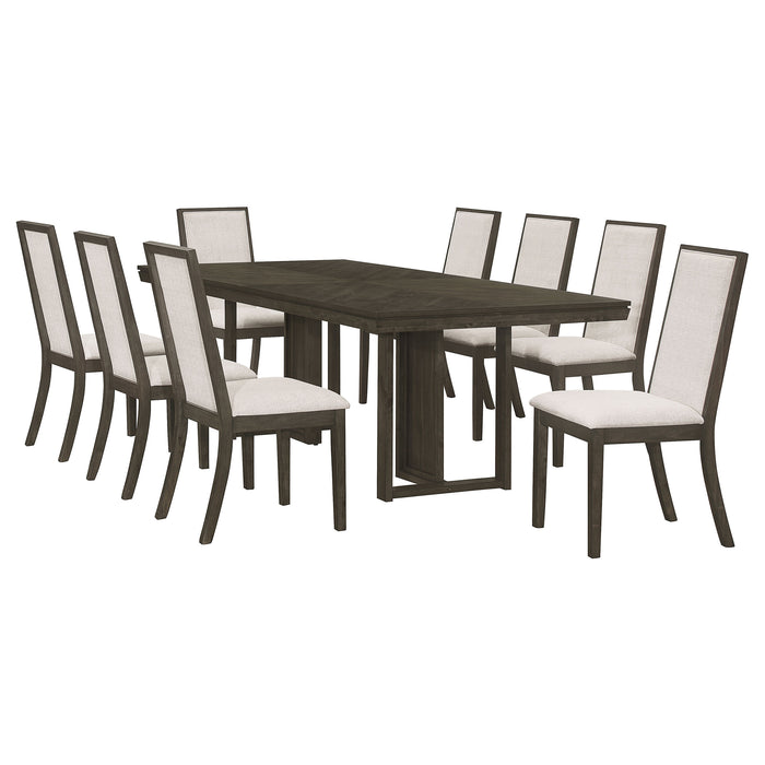 Kelly 9-piece Rectangular Dining Table Set Dark Grey