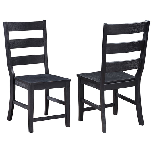 Newport Ladder Back Wood Dining Side Chair Black (Set of 2)