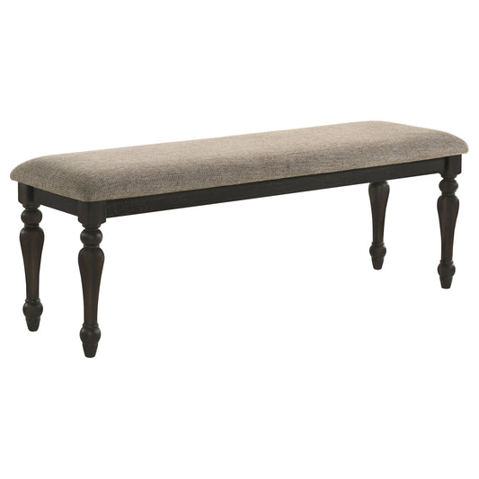 Bridget Fabric Upholstered Dining Bench Stone and Charcoal