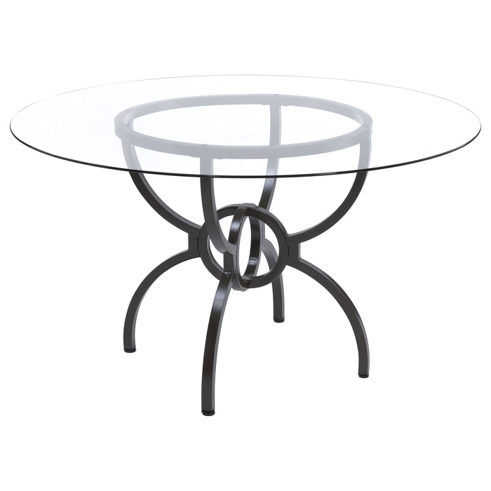 Aviano Round 48-inch Glass Top Metal Dining Table Gunmetal