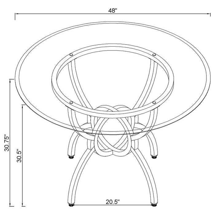Aviano 5-piece Round Glass Top Dining Table Set Gunmetal