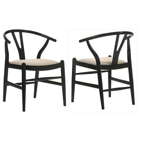 Dinah Wood Wishbone Dining Side Chair Black (Set of 2)