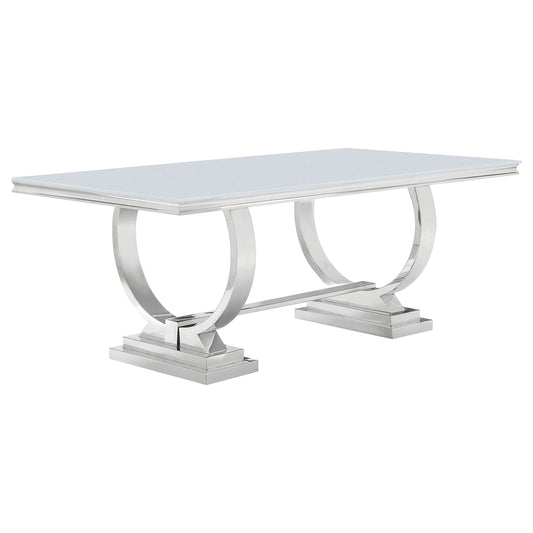 Antoine Rectangular 95-inch Glass Top Dining Table White