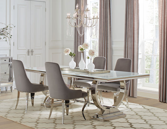 Antoine 5-piece Rectangular Glass Top Dining Table Set Grey
