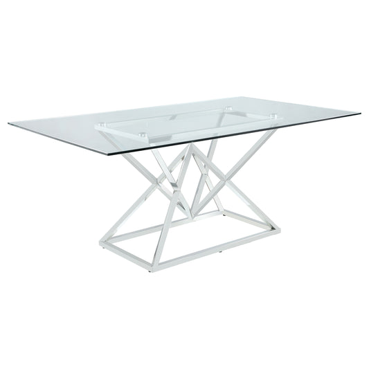 Beaufort Rectangular 71-inch Glass Top Dining Table Chrome