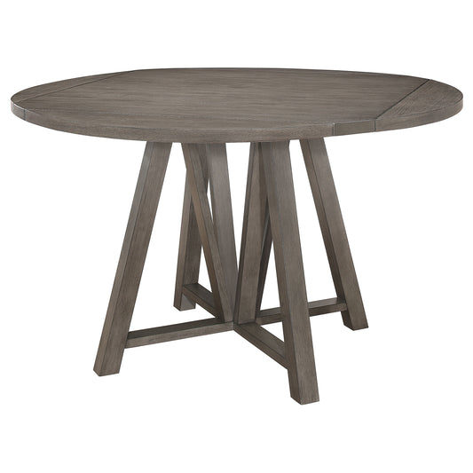 Athens Round 60-inch Drop Leaf Counter Dining Table Grey