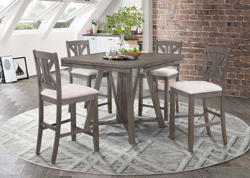 Athens Round 60-inch Drop Leaf Counter Dining Table Grey