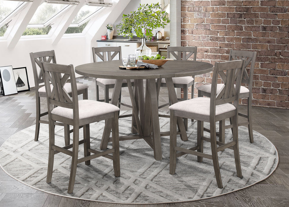 Athens 7-piece Drop Leaf Counter Height Dining Set Barn Grey