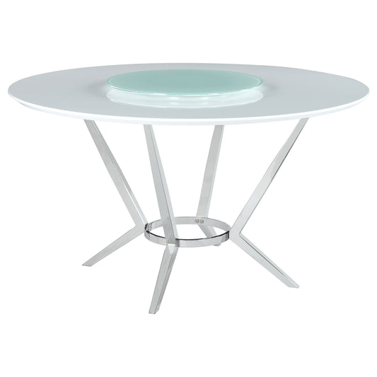 Abby Round 54-inch Lazy Susan Dining Table White High Gloss