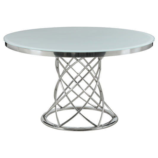 Irene Round 51-inch Glass Top Dining Table Chrome