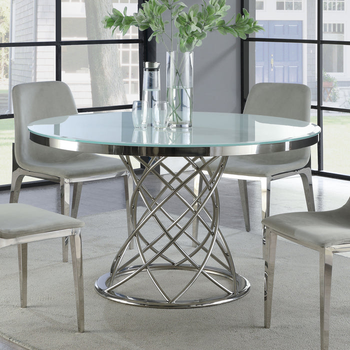 Irene Round 51-inch Glass Top Dining Table Chrome
