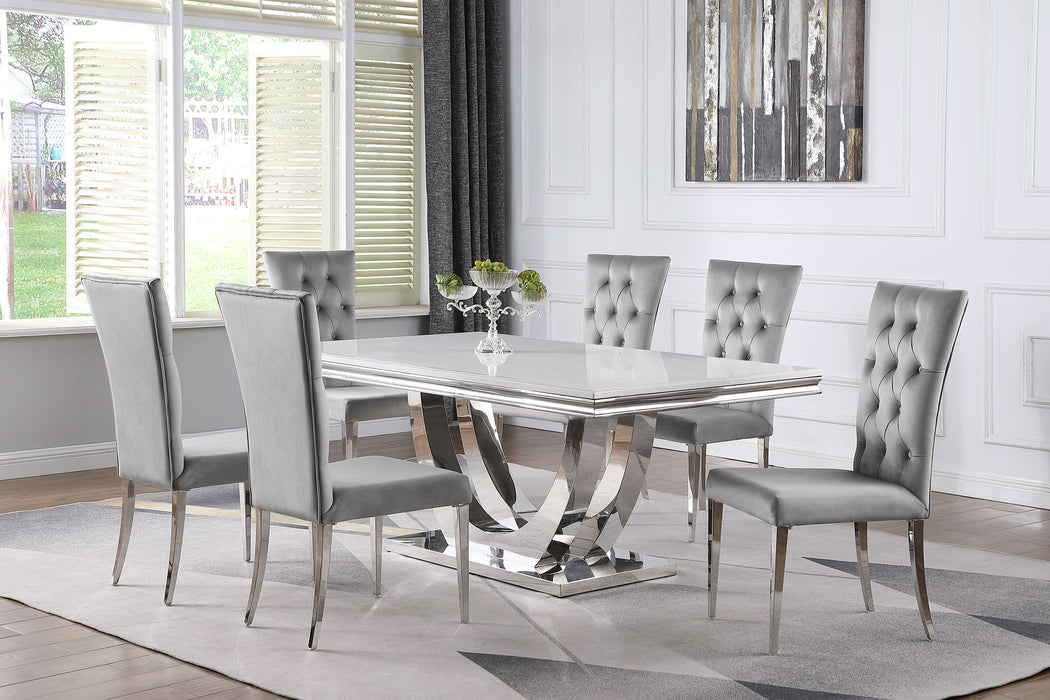 Kerwin 7-piece Rectangular Dining Table Set Grey and Chrome