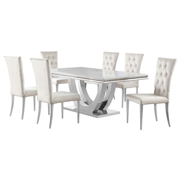 Kerwin 7-piece Rectangular Dining Table Set White and Chrome