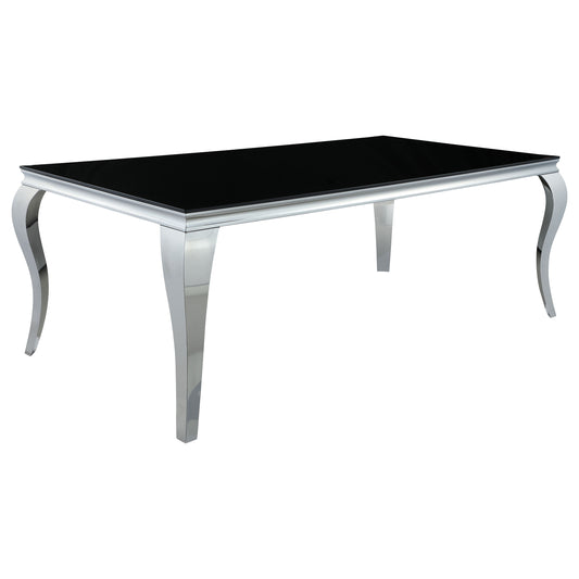 Carone Rectangular 81-inch Glass Top Dining Table Black