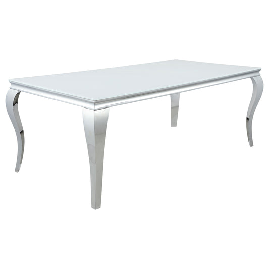 Carone Rectangular 81-inch Glass Top Dining Table White