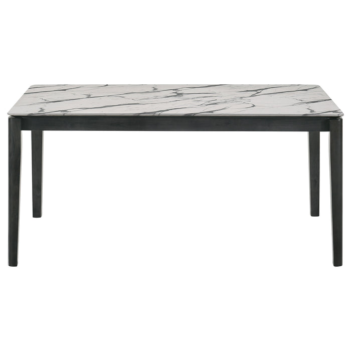 Stevie Rectangular 63-inch Faux Marble Dining Table White