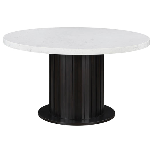 Sherry Round 54-inch Marble Top Dining Table Rustic Espresso