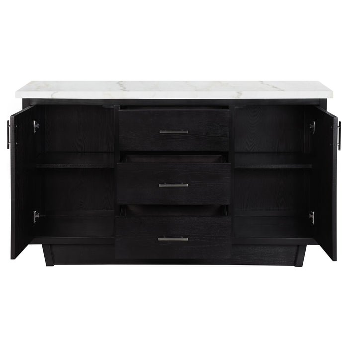 Sherry 3-drawer Marble Top Sideboard Buffet Rustic Espresso