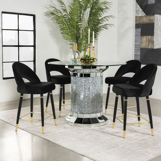 Ellie 5-piece Mirrored Counter Height Dining Table Set Black