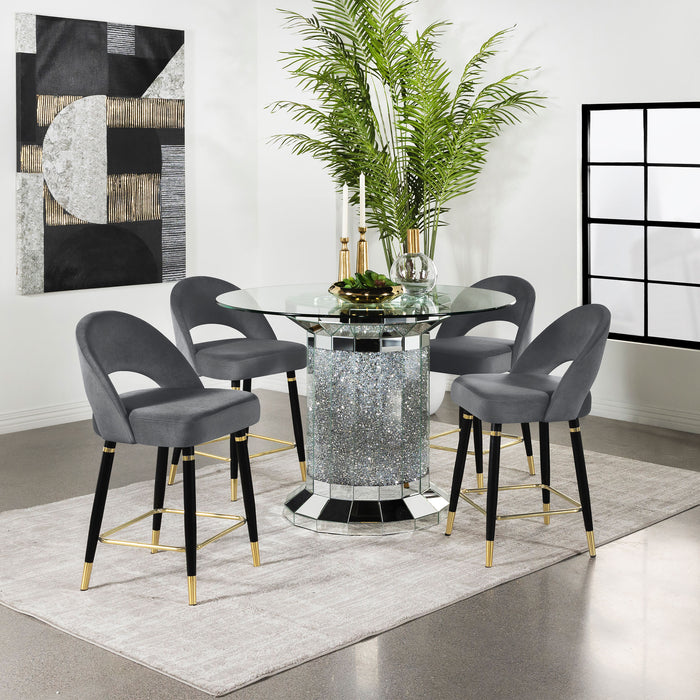 Ellie 5-piece Mirrored Counter Height Dining Table Set Grey