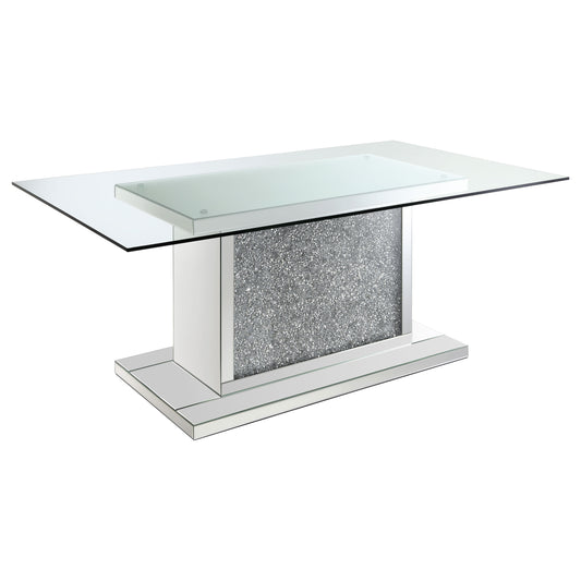 Marilyn Rectangular 72-inch Glass Top Dining Table Silver