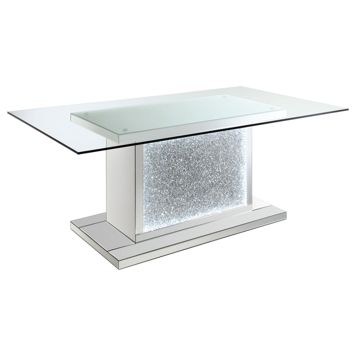 Marilyn Rectangular 72-inch Glass Top Dining Table Silver