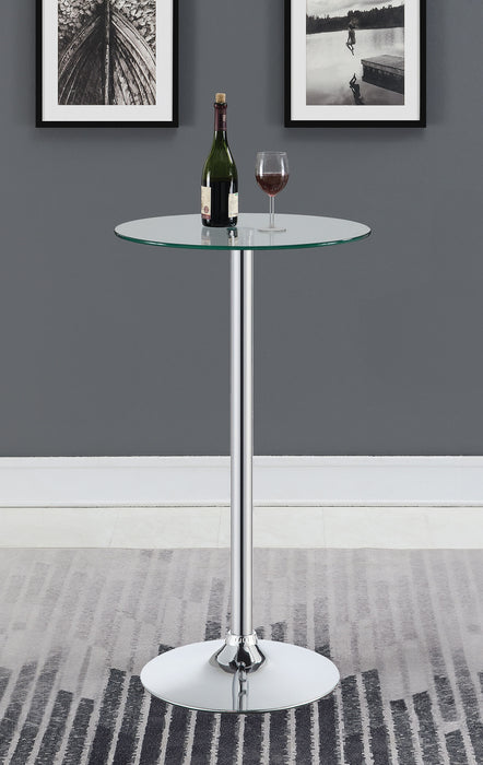 Abiline Round 24-inch Glass Top Bistro Bar Table Chrome
