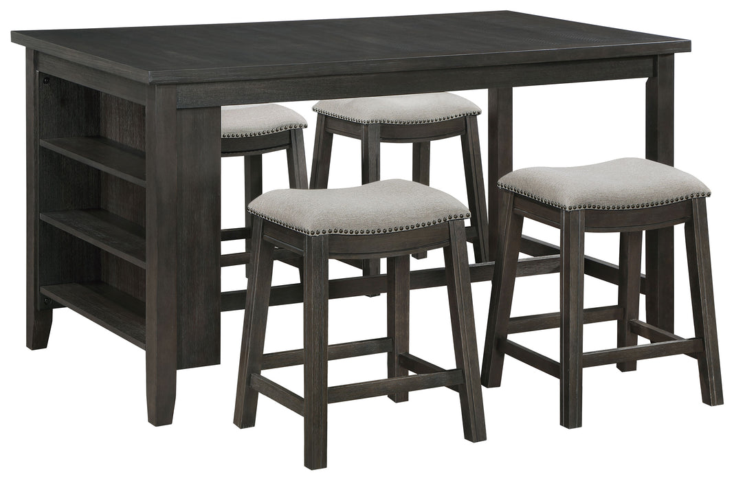Elliston 5-piece Counter Height Dining Table Set Dark Grey