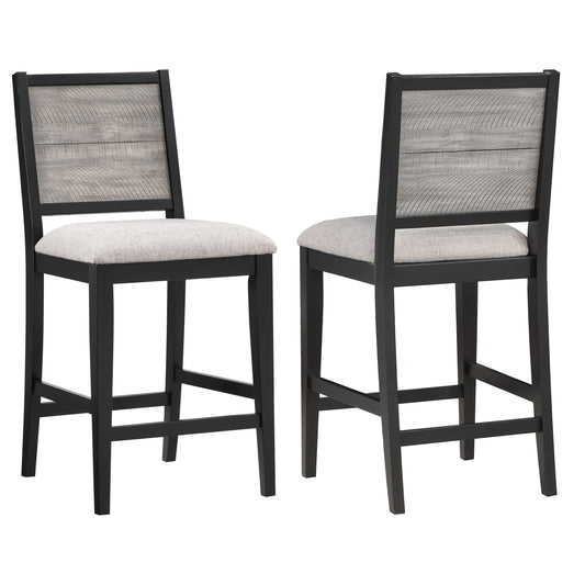 Elodie Wood Counter Chair Grey and Black (Set of 2)