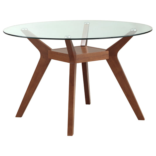 Paxton Round 48-inch Glass Top Wood Dining Table Nutmeg