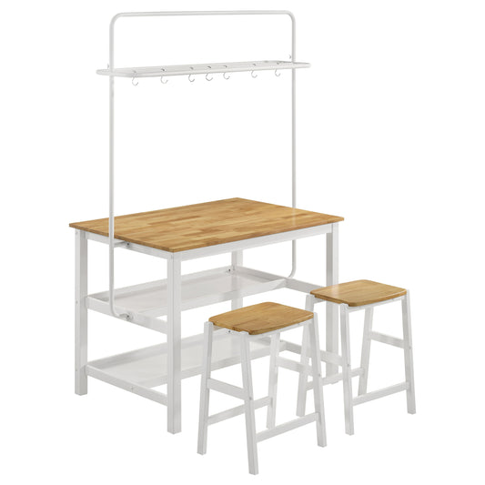 Edgeworth 3-piece Kitchen Island Counter Height Table Set White